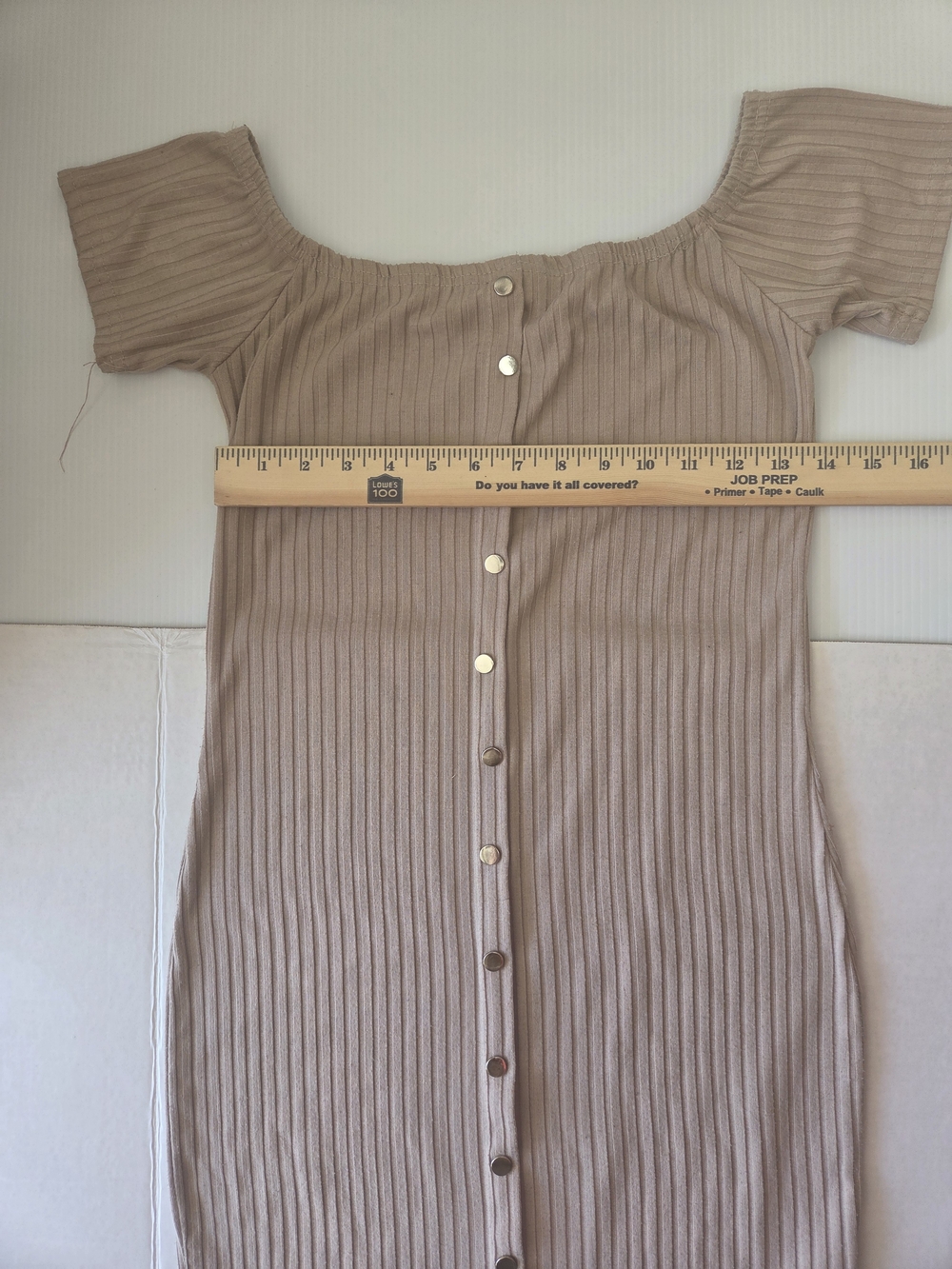 Say What? One-Shoulder Ribbed Button-Front Dress - Beige - Picture 3 of 10